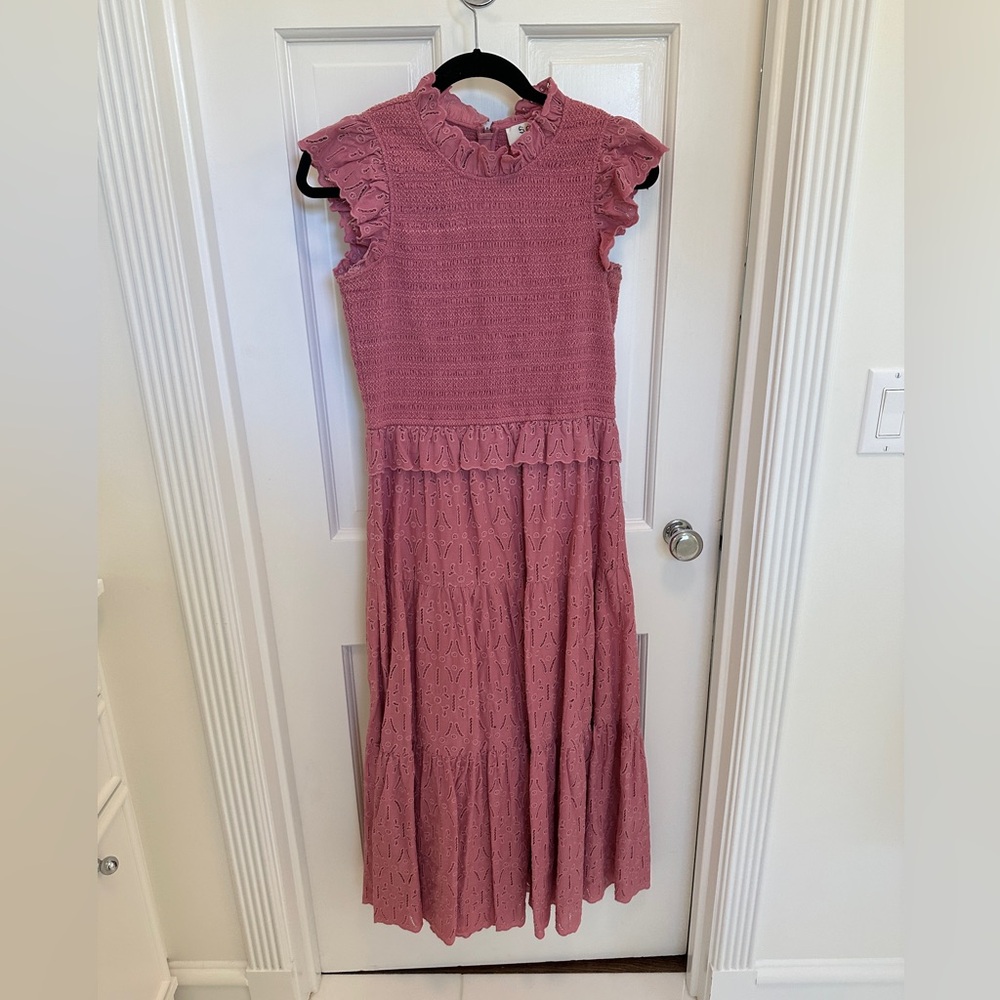 SEA New York Smocked Eyelet Midi Dress